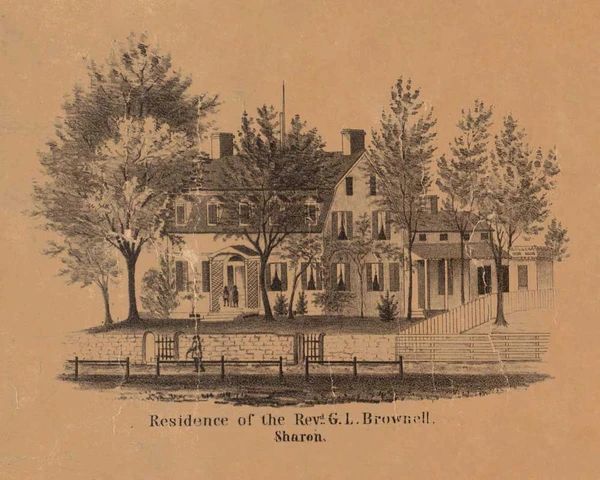 Residence of Rev. G. L. Brownwell - Sharon Connecticut 1853 Old Town Map Custom Print - Excerpt from Sharon Town Map