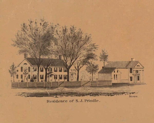 Residence of S. J. Prindle - Sharon Connecticut 1853 Old Town Map Custom Print - Excerpt from Sharon Town Map