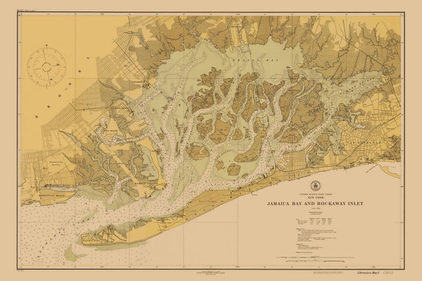 Jamaica Bay and Rockaway Inlet 1924 - Old Map Nautical Chart AC Harbors 542 Custom - New York