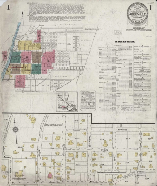 Abbeville Louisiana 1923 - Fire Insurance Index - Old Map Reprint