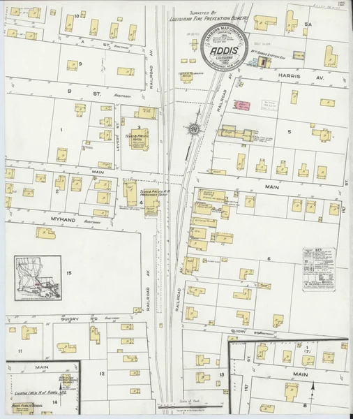 Addis Louisiana 1920 - Fire Insurance Index - Old Map Reprint