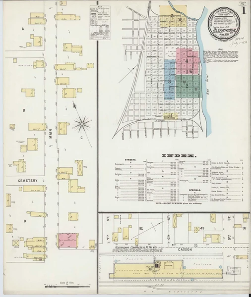Alexandria Louisiana 1896 - Fire Insurance Index - Old Map Reprint