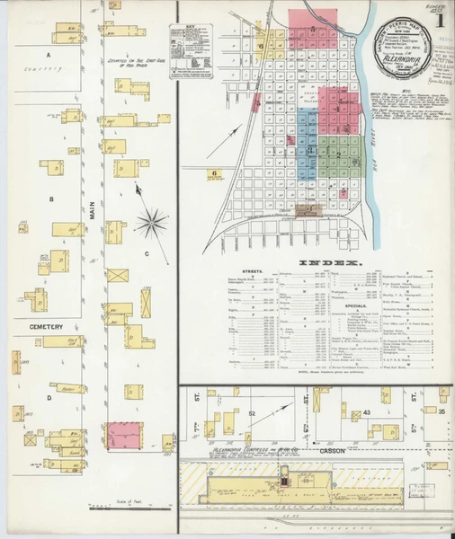 Alexandria Louisiana 1900 - Fire Insurance Index - Old Map Reprint