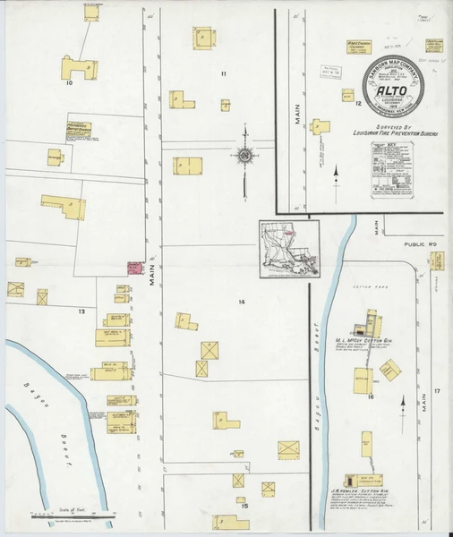 Alto Louisiana 1919 - Fire Insurance Index - Old Map Reprint