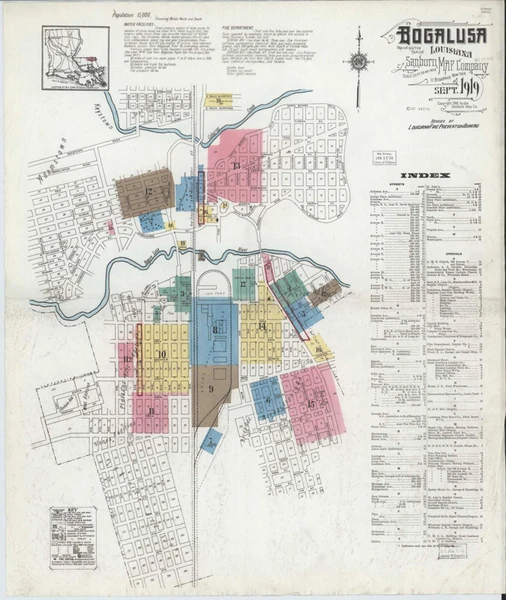 Bogalusa Louisiana 1919 - Fire Insurance Index - Old Map Reprint