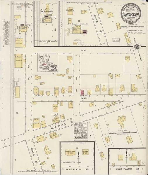 Chataignier Louisiana 1922 - Fire Insurance Index - Old Map Reprint