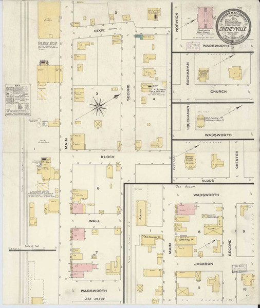 Cheneyville Louisiana 1909 - Fire Insurance Index - Old Map Reprint