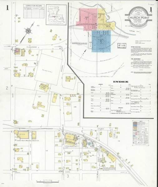 Church Point Louisiana 1935 - Fire Insurance Index - Old Map Reprint
