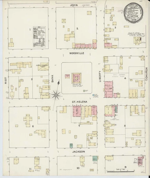 Clinton Louisiana 1891 - Fire Insurance Index - Old Map Reprint