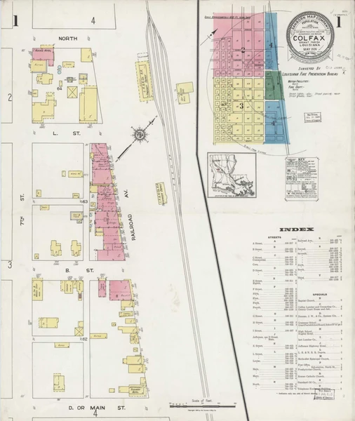 Colfax Louisiana 1924 - Fire Insurance Index - Old Map Reprint