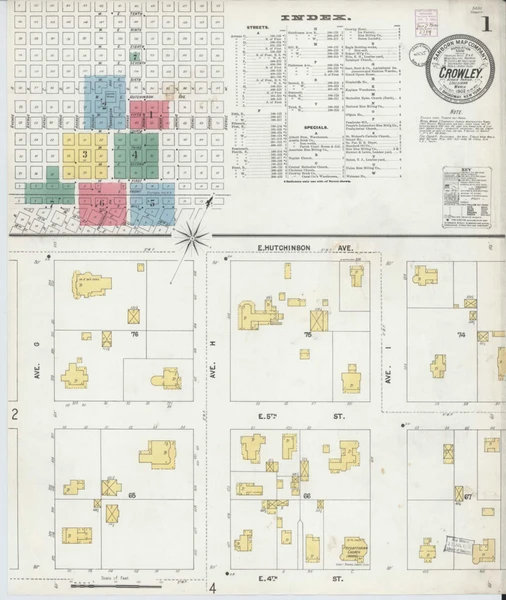 Crowley Louisiana 1902 - Fire Insurance Index - Old Map Reprint