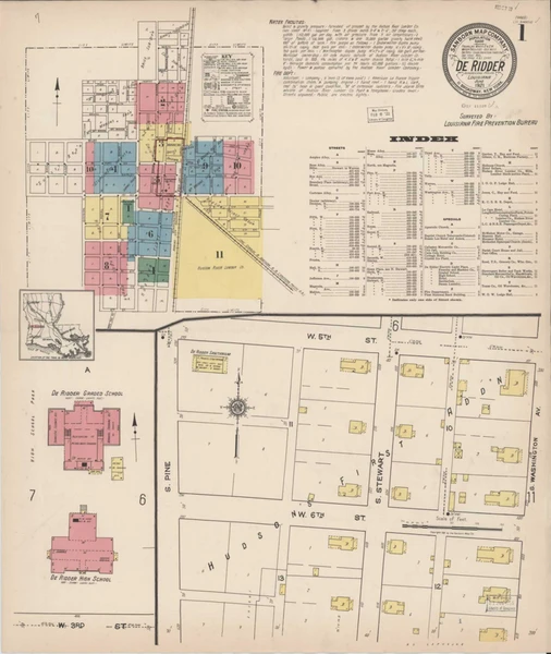 De Ridder Louisiana 1921 - Fire Insurance Index - Old Map Reprint