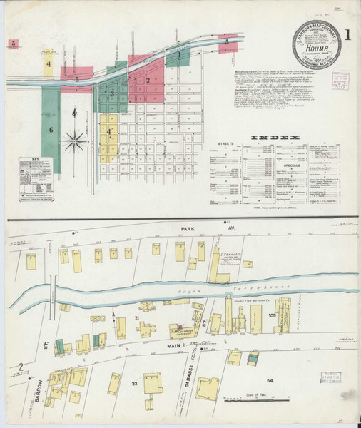 Houma Louisiana 1907 - Fire Insurance Index - Old Map Reprint