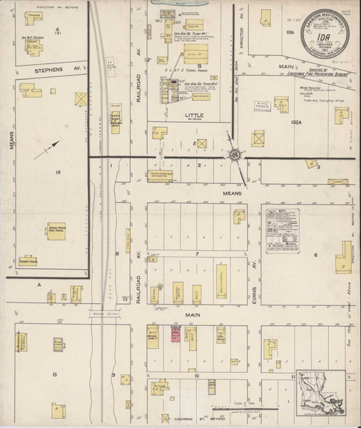 Ida Louisiana 1921 - Fire Insurance Index - Old Map Reprint