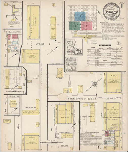 Kaplan Louisiana 1921 - Fire Insurance Index - Old Map Reprint
