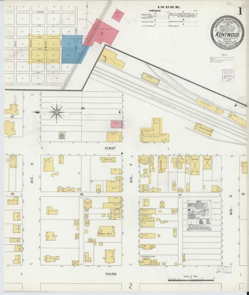 Kentwood Louisiana 1904 - Fire Insurance Index - Old Map Reprint