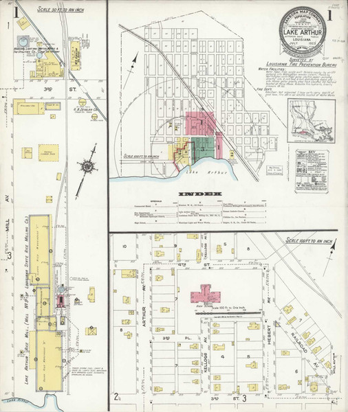 Lake Arthur Louisiana 1923 - Fire Insurance Index - Old Map Reprint