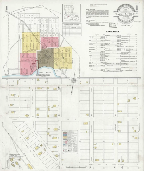 Lake Arthur Louisiana 1935 - Fire Insurance Index - Old Map Reprint
