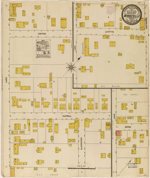 Mandeville Louisiana 1904 - Fire Insurance Index - Old Map Reprint