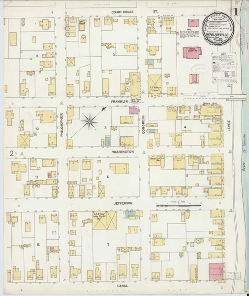 Napoleonville Louisiana 1899 - Fire Insurance Index - Old Map Reprint
