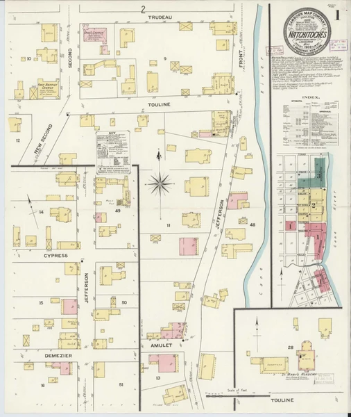 Natchitoches Louisiana 1909 - Fire Insurance Index - Old Map Reprint