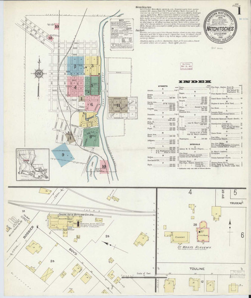 Natchitoches Louisiana 1914 - Fire Insurance Index - Old Map Reprint