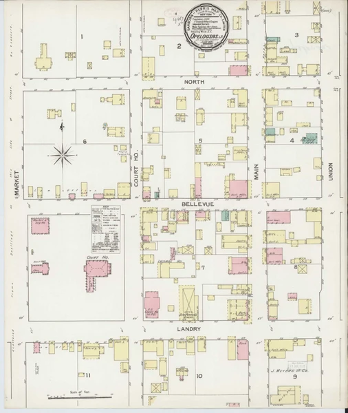 Opelousas Louisiana 1892 - Fire Insurance Index - Old Map Reprint