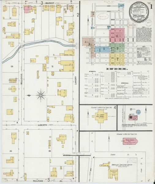 Opelousas Louisiana 1899 - Fire Insurance Index - Old Map Reprint