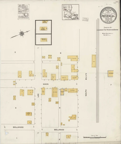 Provencal Louisiana 1922 - Fire Insurance Index - Old Map Reprint