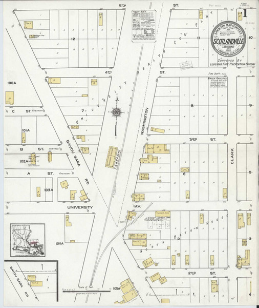 Scotlandville Louisiana 1920 - Fire Insurance Index - Old Map Reprint