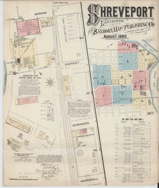 Shreveport Louisiana 1885 - Fire Insurance Index - Old Map Reprint