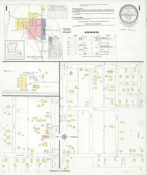 Springhill Louisiana 1938 - Fire Insurance Index - Old Map Reprint