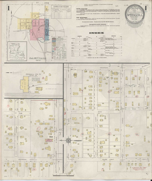 Springhill Louisiana 1941 - Fire Insurance Index - Old Map Reprint