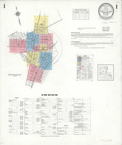 Tallulah Louisiana 1938 - Fire Insurance Index - Old Map Reprint