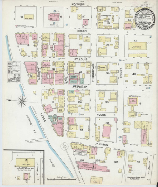 Thibodaux Louisiana 1892 - Fire Insurance Index - Old Map Reprint