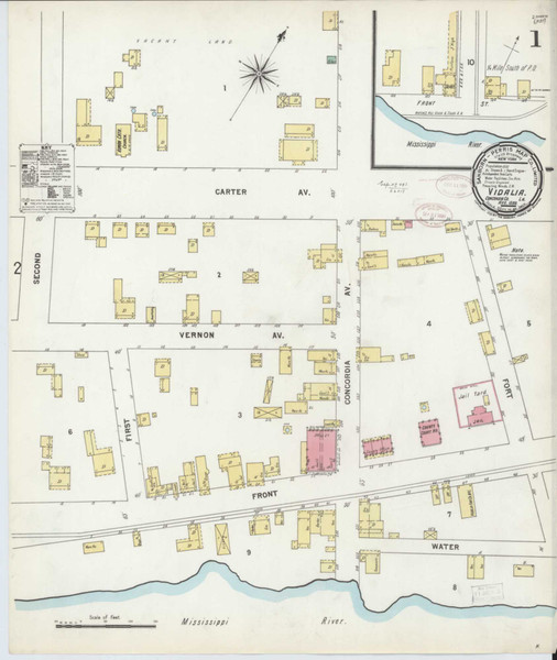 Vidalia Louisiana 1899 - Fire Insurance Index - Old Map Reprint