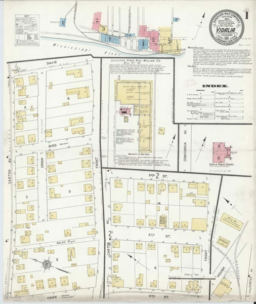 Vidalia Louisiana 1912 - Fire Insurance Index - Old Map Reprint