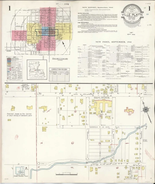 Ville Platte Louisiana 1944 - Fire Insurance Index - Old Map Reprint