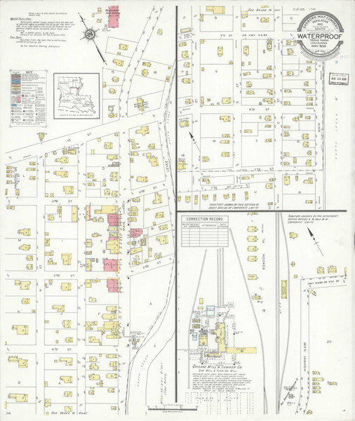 Waterproof Louisiana 1938 - Fire Insurance Index - Old Map Reprint