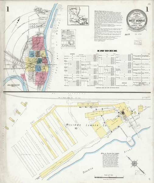 West Monroe Louisiana 1926 - Fire Insurance Index - Old Map Reprint