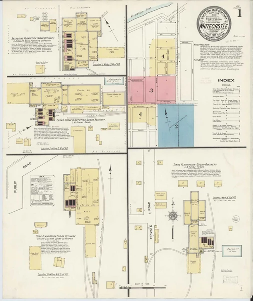White Castle Louisiana 1912 - Fire Insurance Index - Old Map Reprint