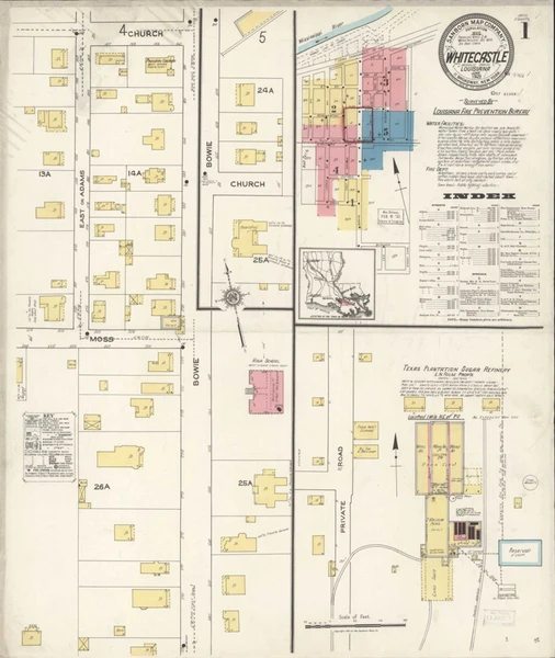 White Castle Louisiana 1921 - Fire Insurance Index - Old Map Reprint