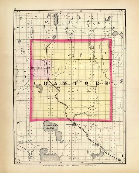 Crawford 62, Michigan 1873 Old Map Reprint - Walling State Atlas