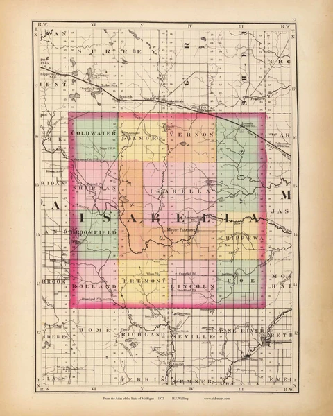 Isabella 77, Michigan 1873 Old Map Reprint - Walling State Atlas