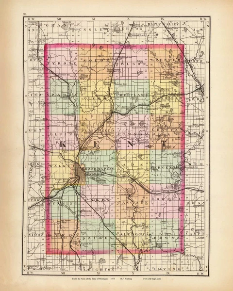Kent 94, Michigan 1873 Old Map Reprint - Walling State Atlas