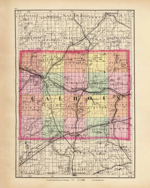 Calhoun 106, Michigan 1873 Old Map Reprint - Walling State Atlas