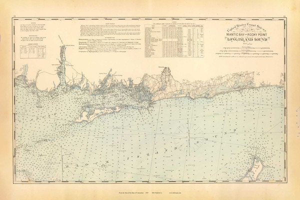 Long Island Sound - Niantic Bay to Rocky Point 26-27, Connecticut 1893 Old Map Reprint - Hurd State Atlas