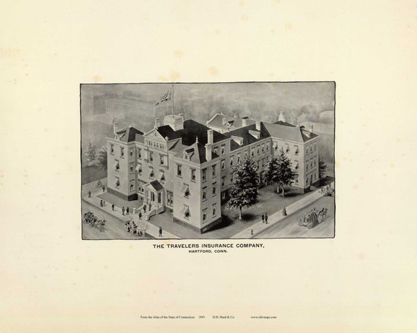 The Travelers Insurance Company 66A, Connecticut 1893 Old Map Reprint - Hurd State Atlas
