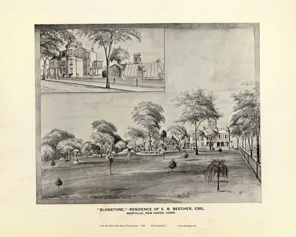 Residence of E.B. Beecher 116A, Connecticut 1893 Old Map Reprint - Hurd State Atlas