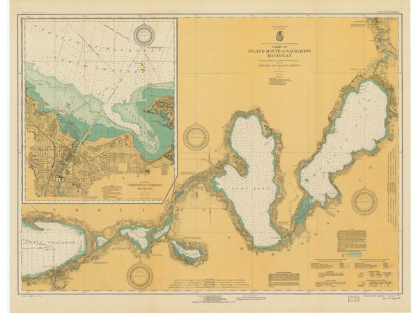 Inland Route of Navigation 1929 Lake Michigan Harbor Chart Reprint Great Lakes 7 - 66